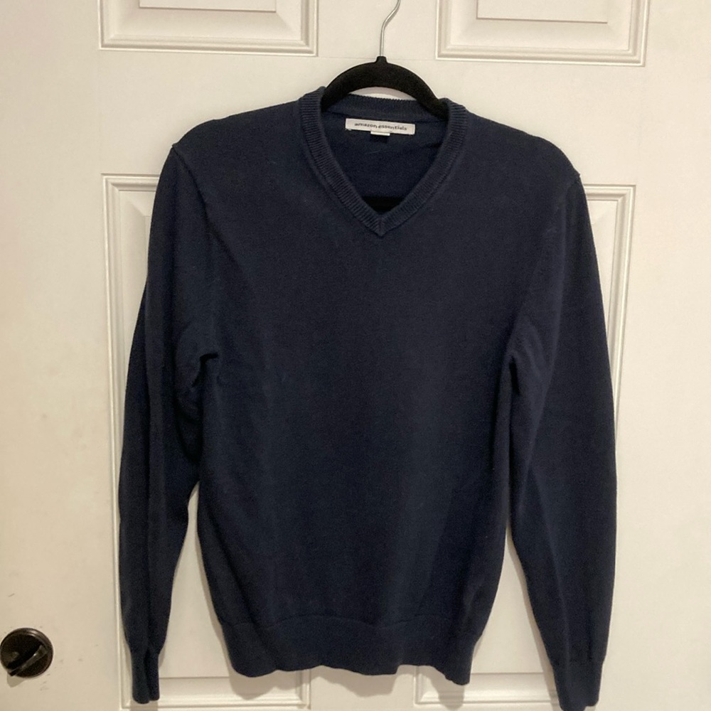 Men’s Amazon, essentials brand, sweater, size small, navy blue